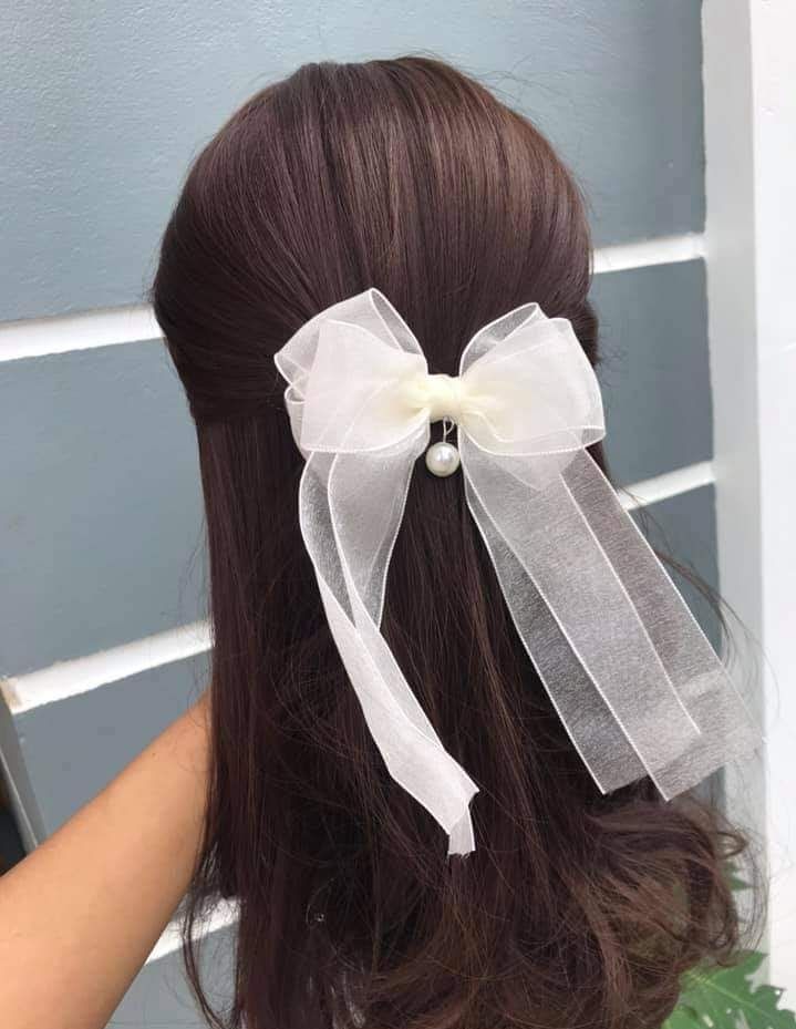 B406 Cặp tóc nơ voan thả