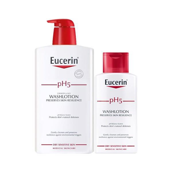 [HCM]Sữa Tắm Và Rửa Mặt Dành Cho Da Nhạy Cảm Eucerin pH5 400ml