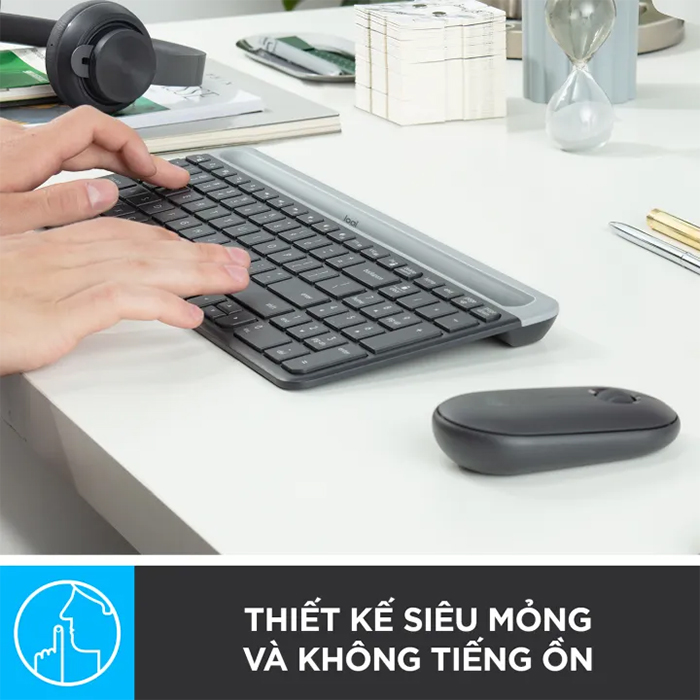 Combo chuột và bàn phím không dây Logitech MK470 slim, silent, wireless