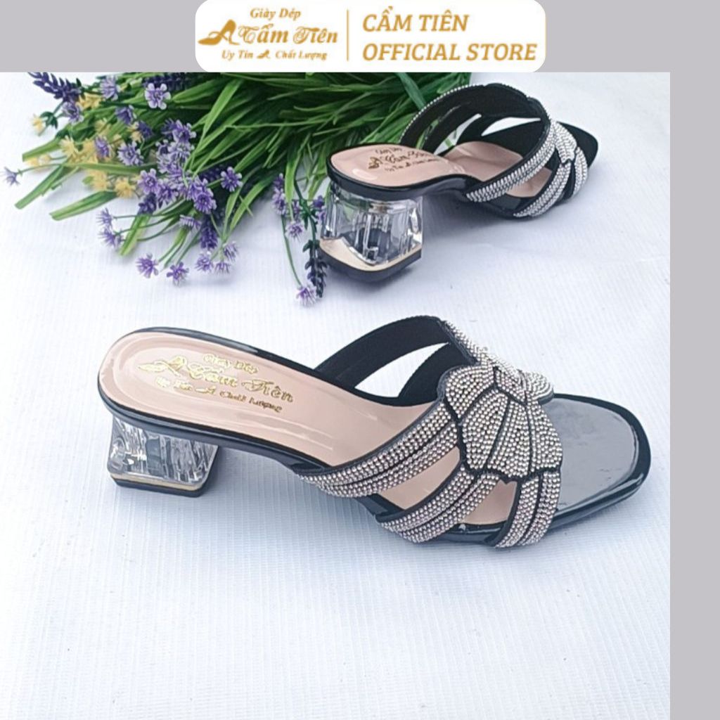 Giày sandal cao gót nữ siza nhỏ , size 33 đến 44 cẩm tiên gót 3cm,5cm, 7cm ,9cm quai ngang đính đá