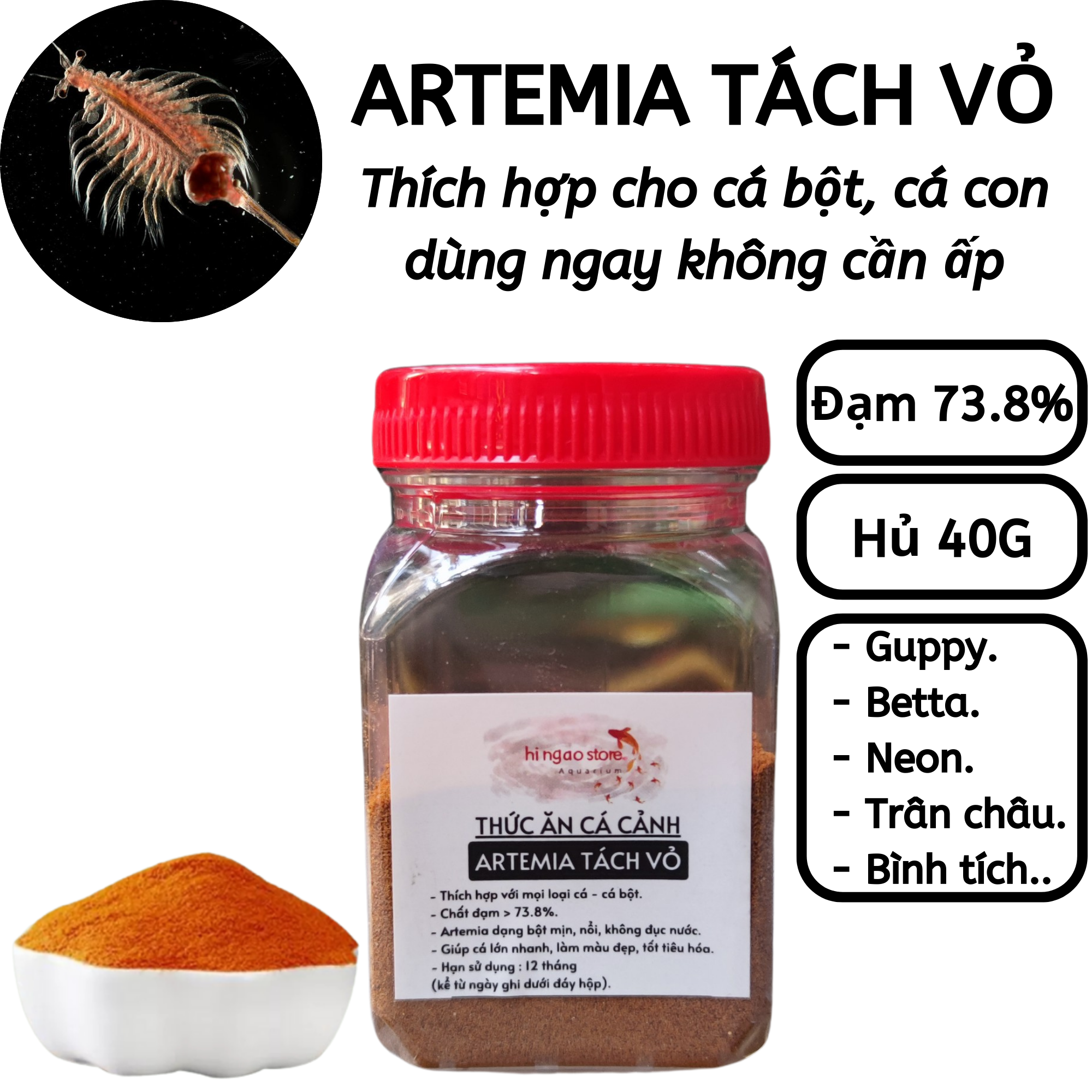 Artemia 40g dried food (for now) Guppy, Betta, neon, sputtering-fish food | Hingaostore.