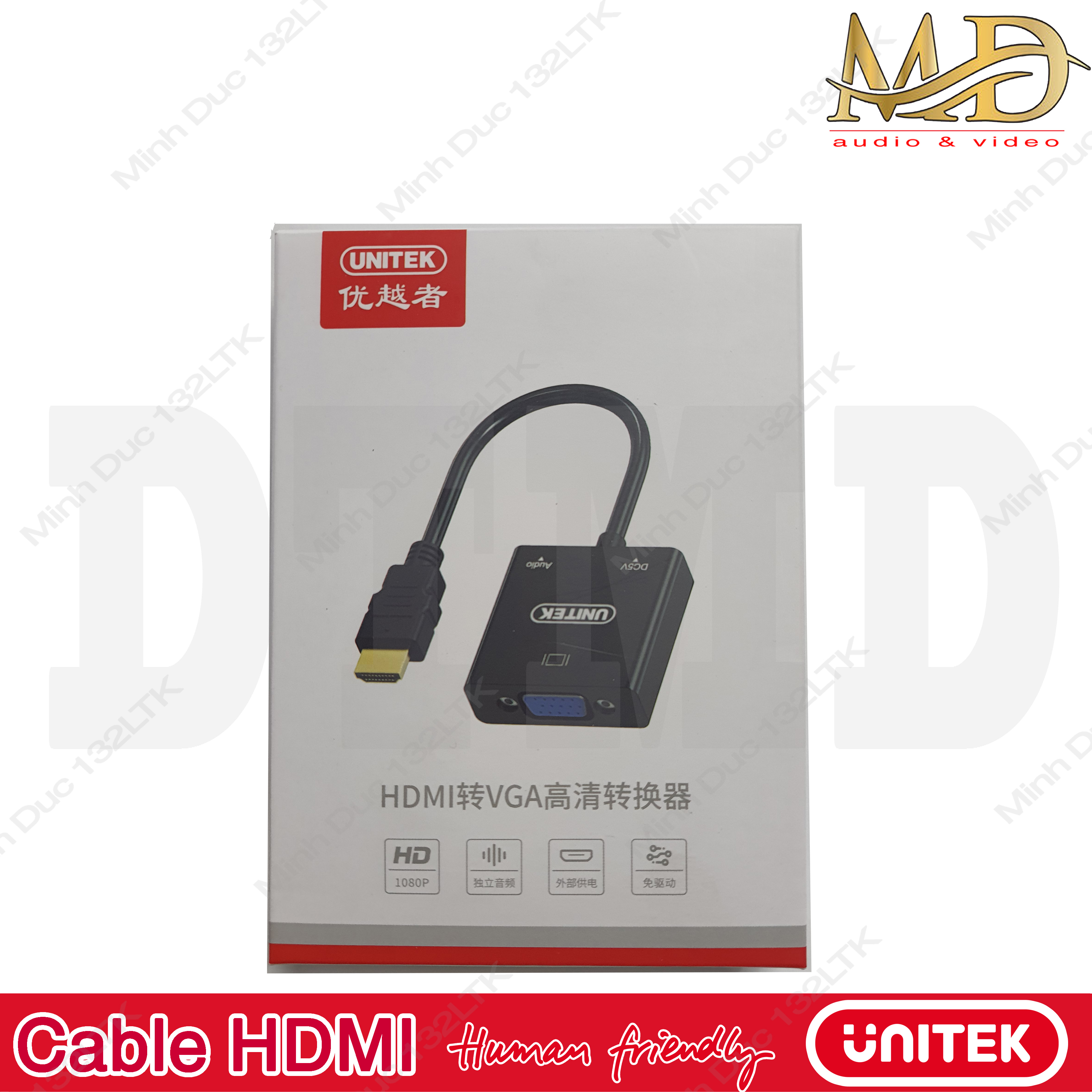 Đầu chuyển đổi hdmi to vga unitek v128bbk