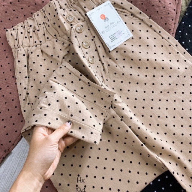 Quần đũi cạp chun chấm bi