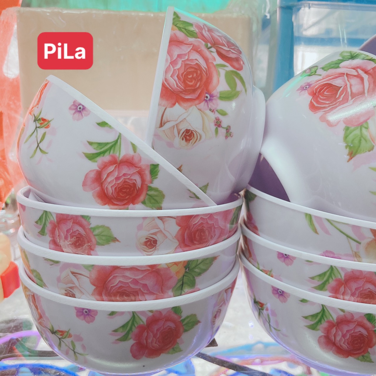Chén Ăn Cơm In BÔng MeLamine Hạn Chế Vở, Chén Nhẹ Dễ Sử Dụng
