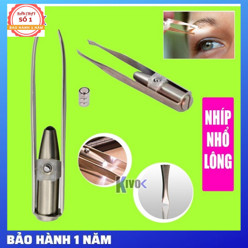 Nhíp nhổ lông, nhỏ râu, nhỏ tóc bạc có đèn pin siêu sáng