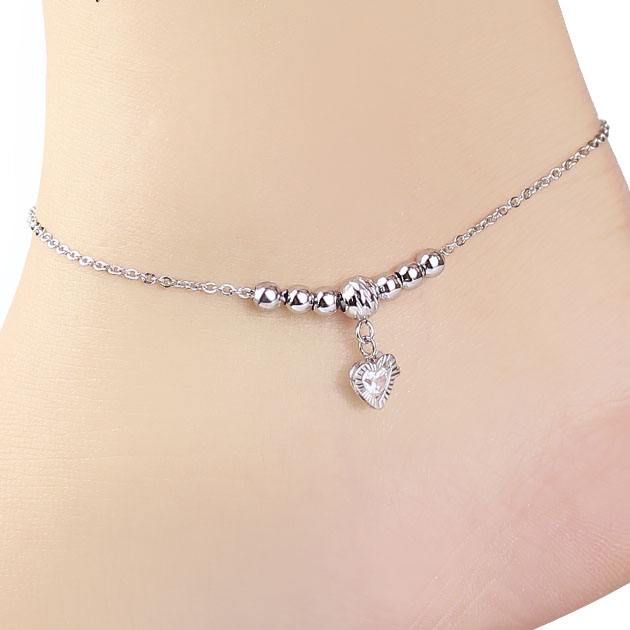 Lắc chân nữ trái tim đính đá dễ thương