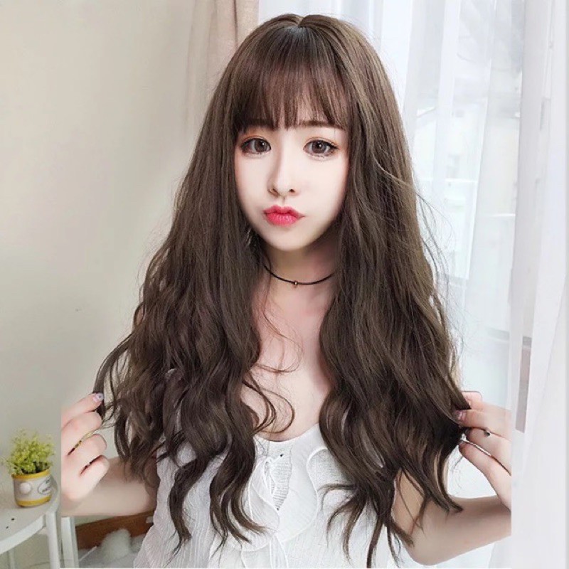 Tóc giả nữ cả đầu 🌸freeship🌸 tóc giả nguyên đầu xù 50cm- mã 8184