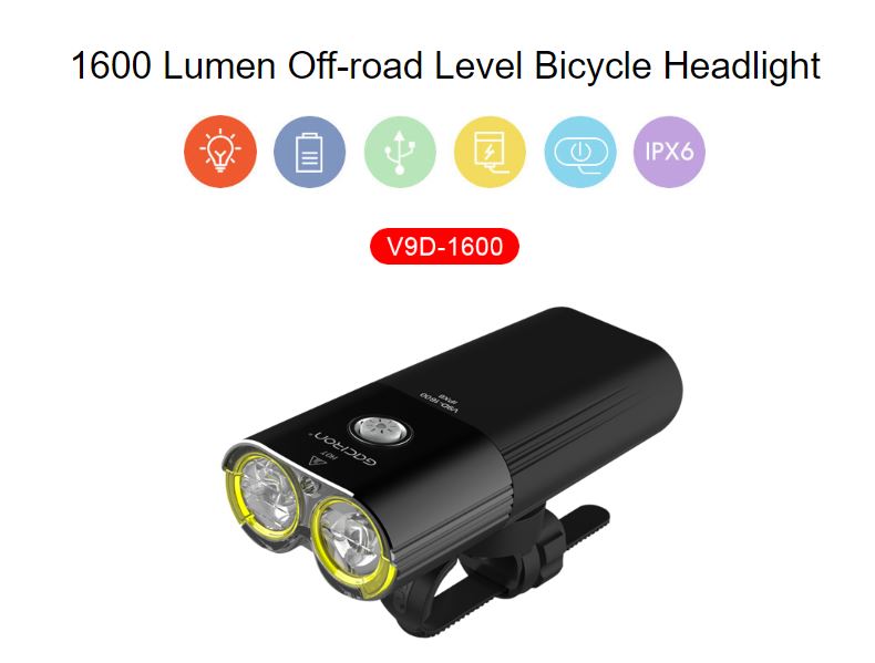 Đèn xe đạp Gaciron V9D-1600