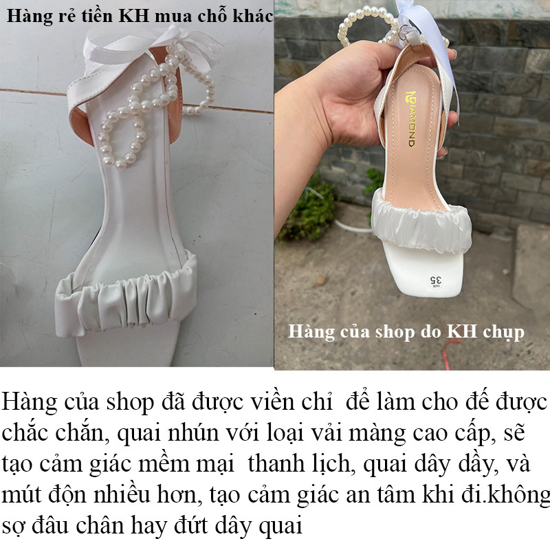 Giày cao gót nữ đế nhọn thắt nơ 7 phân giày sandal quai ngọc Styfani viền chỉ quai nhúng chất lượng