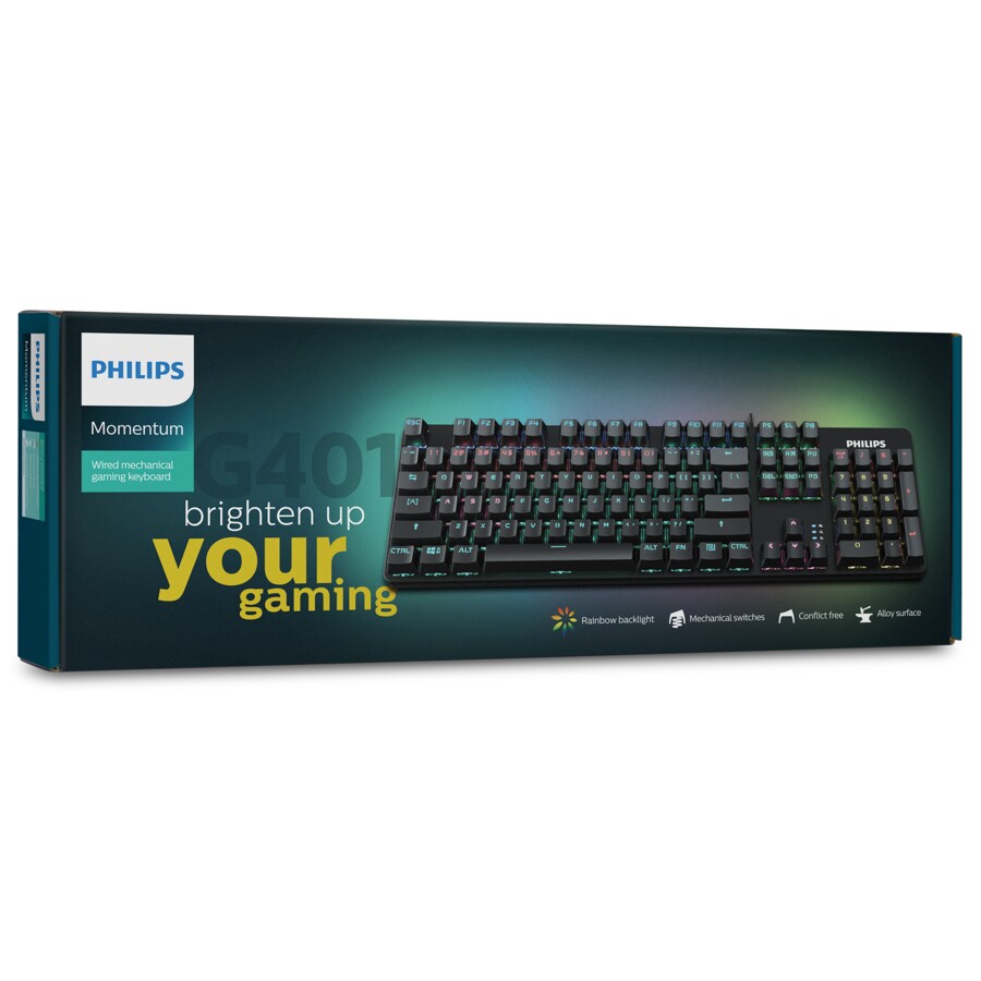 Bàn Phím Cơ Gaming Philips SPK8401, Full Size, Có Tặng Kèm KeyPuller Nhổ Phím, Phiên Bản Blue Switch