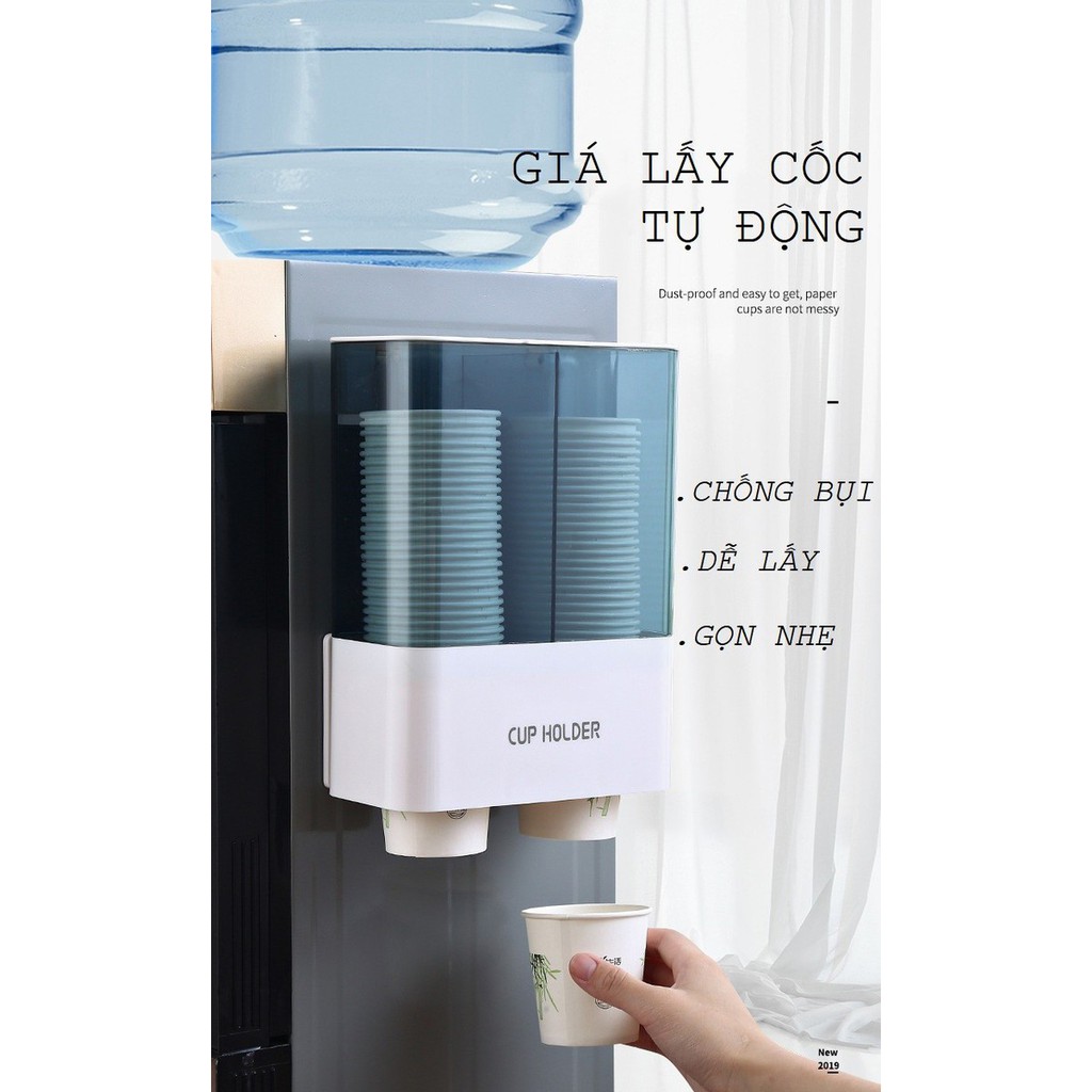 Khay 2 ngăn đựng ly giấy tự động