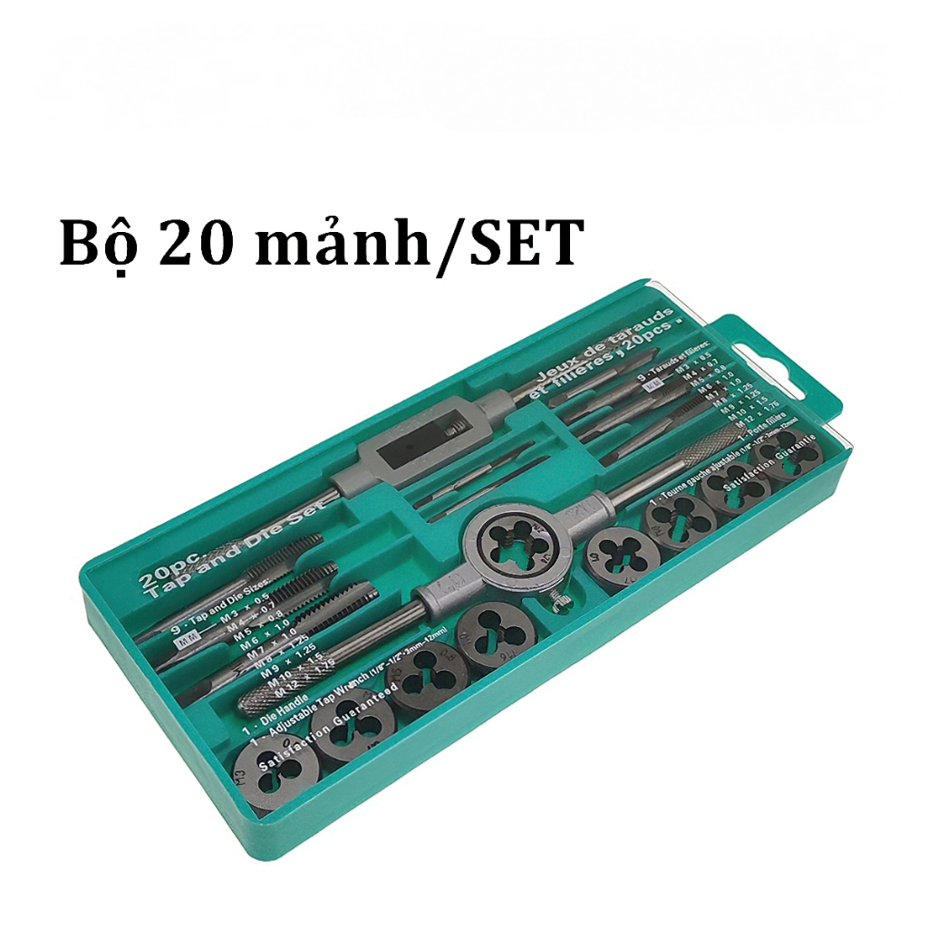 Bộ tạo ren 40 chi tiết bộ taro hợp kim siêu cứng - Bộ tay quay taro tạo ren trong và ngoài FO