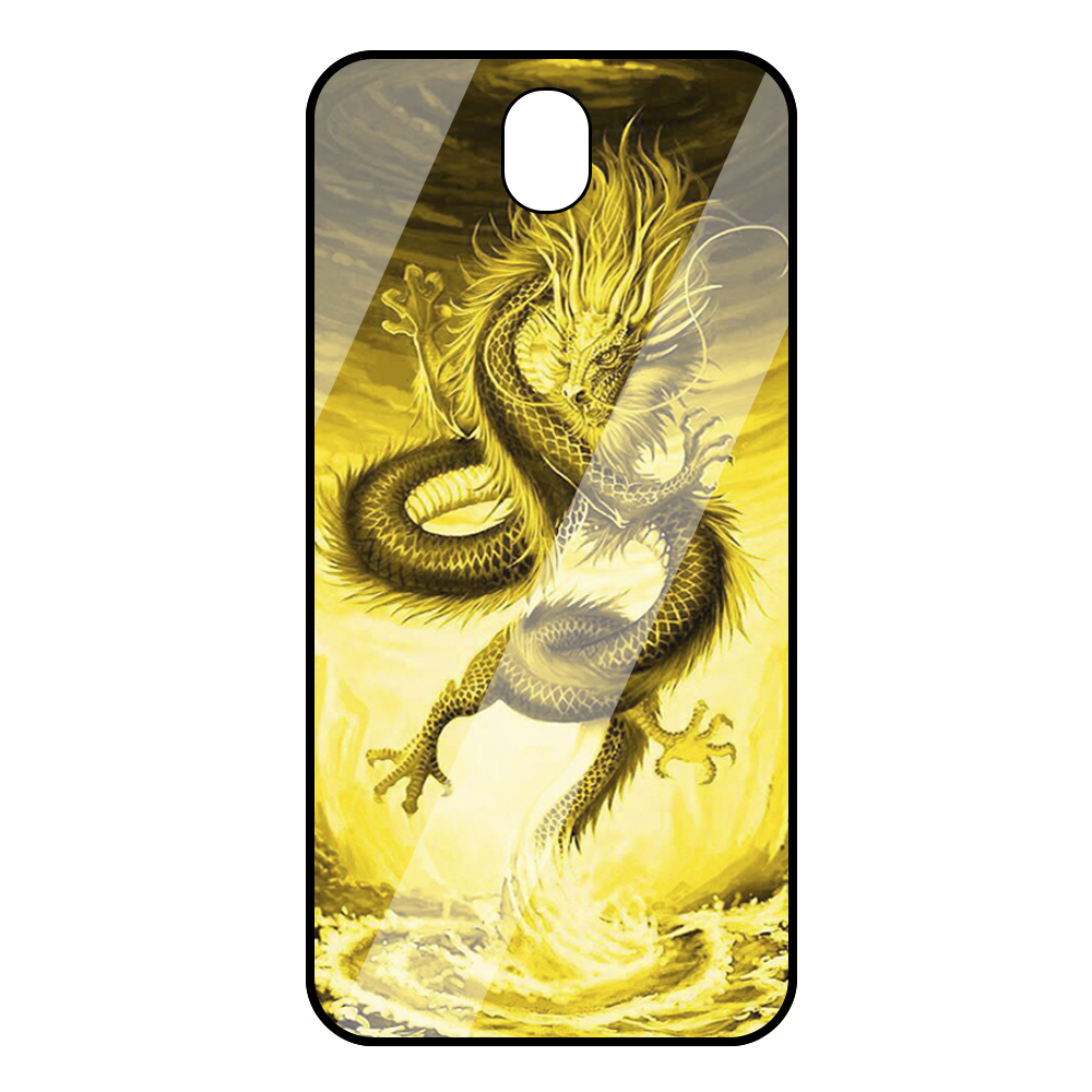 Ốp lưng Samsung J7 Pro/J730 Hình rồng vàng kính cường lực 9H chống trầy