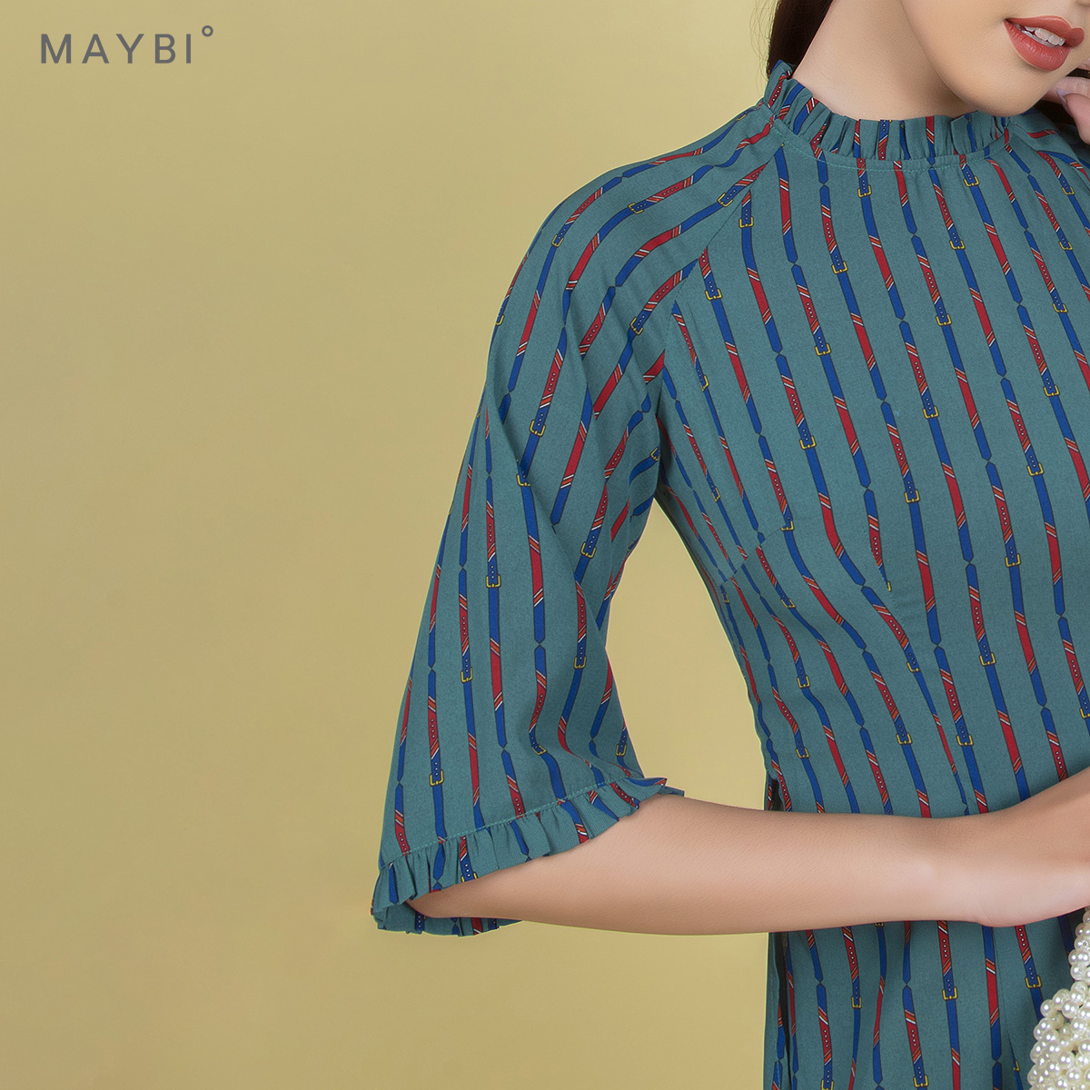 [NHẬP MÃ NOVFALAZSOCIAL02 GIẢM 40K ĐƠN 199K  ]  Áo dài cách tân Bích Châu MAYBI lụa tuyết  xanh lá(Không kèm quần lụa)