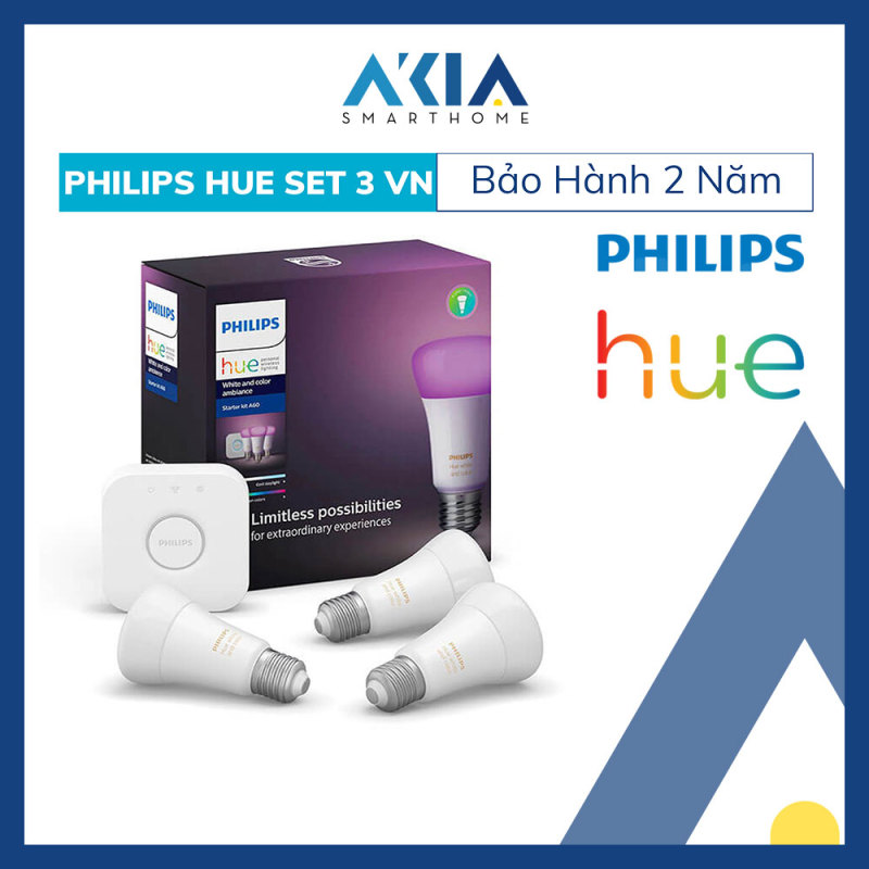 Bộ 3 Bóng Đèn Thông Minh Philips HueWCA 9W A60 E27 - Hàng Chính Hãng
