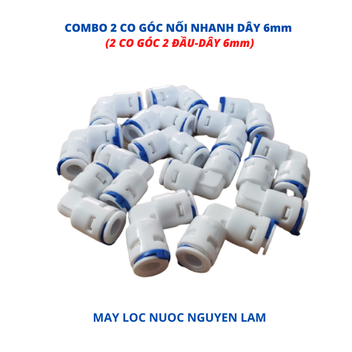 Combo 2 Cút Nối Nhanh Dây 6mm (Cút Góc Nối Nhanh - Dây 6mm)