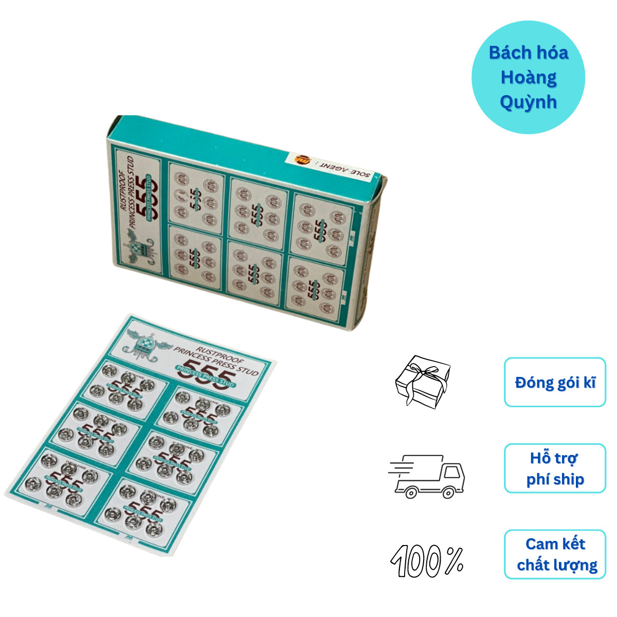 Nút bóp quần áo vĩ 36 nút hiệu 555.