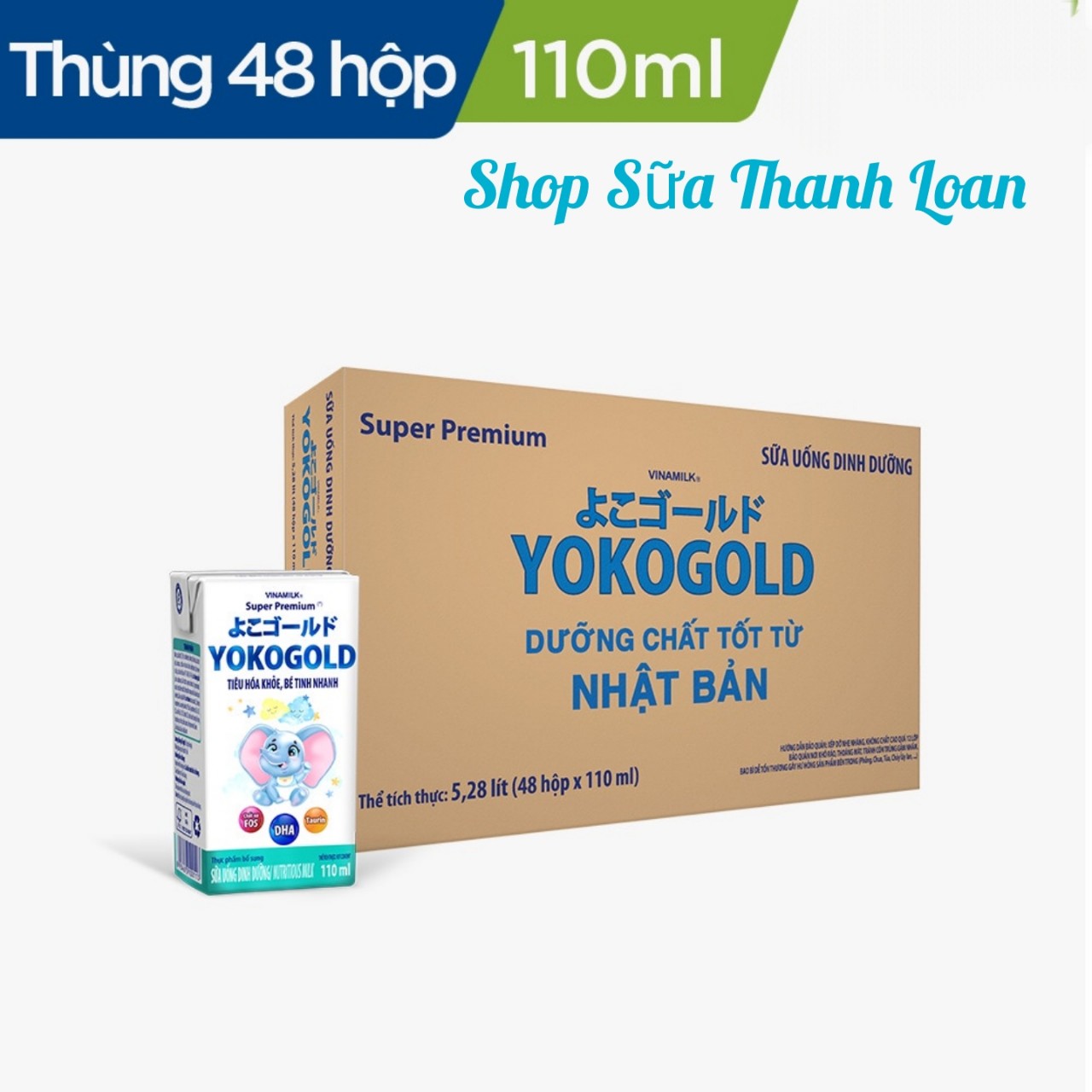 (HSD T1-2025) (Có Thẻ Tích Điểm) THÙNG 48 HỘP SỮA BỘT PHA SẴN YOKOGOLD 110ML.