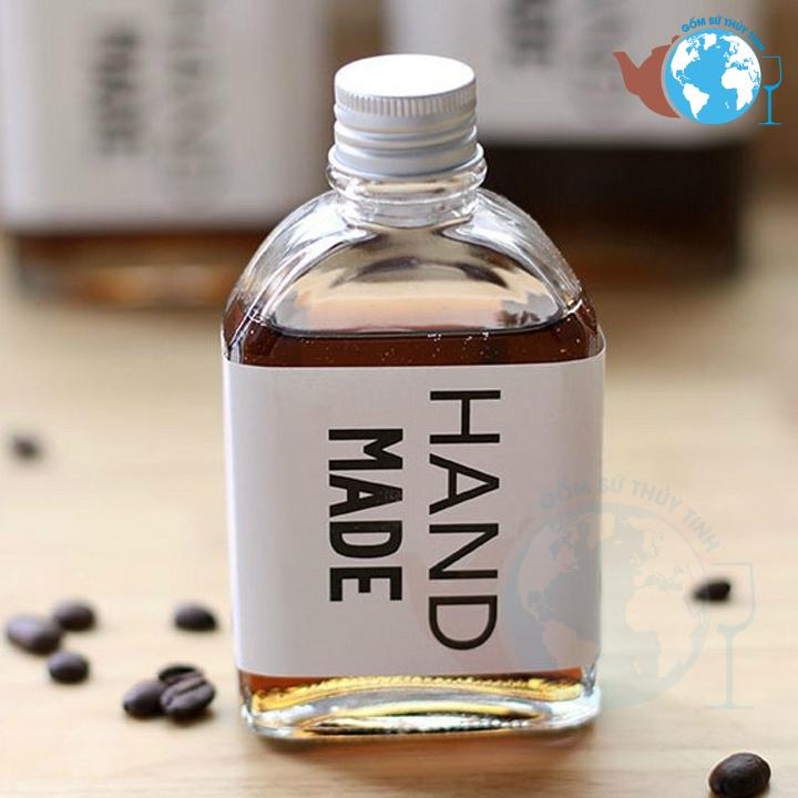 [HCM]Chai thủy tinh kiểu dáng dẹp nắp nhôm 200ml