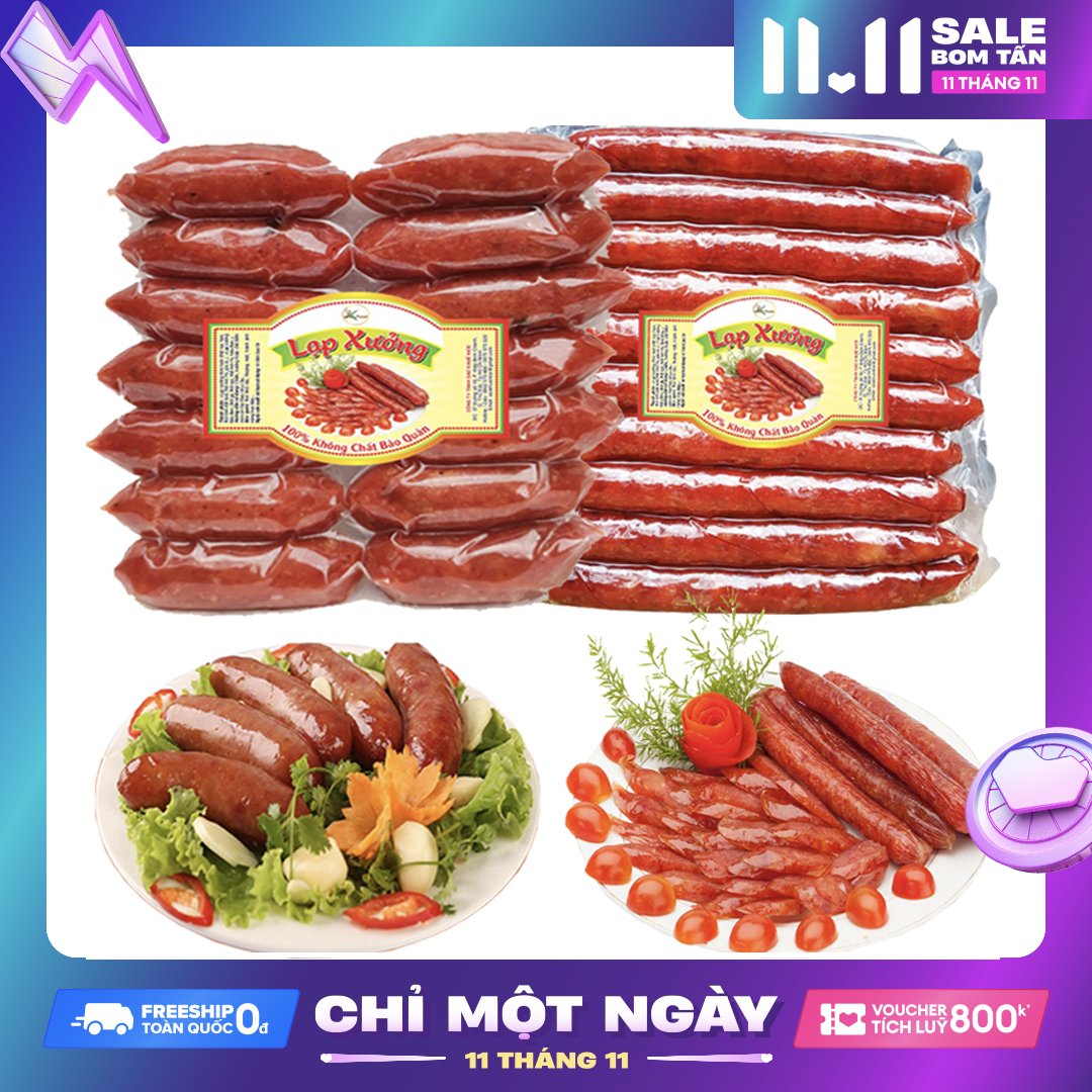 [Combo 1Kg] Lạp Xưởng Tôm và Lạp Xưởng Heo Tươi Mai Quế Lộ Đặc Biệt Thơm Ngon SK FOOD