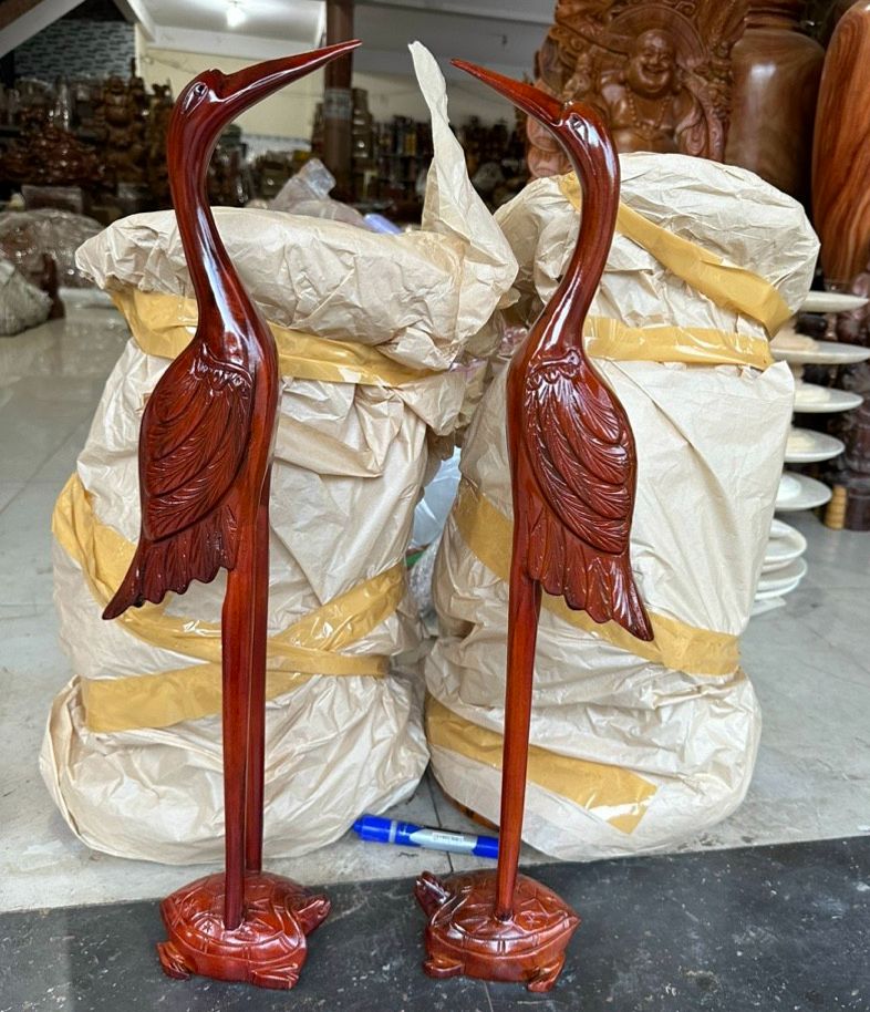 Cặp Hạc thờ bằng gỗ xoan đào cao 60cm