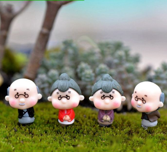 Cặp đôi ông bà già mini, trang trí tiểu cảnh mini, terrarium, bể cá
