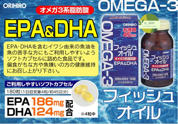 Dầu Cá OMEGA 3 ORIHIRO Nhật Bản 180 Viên