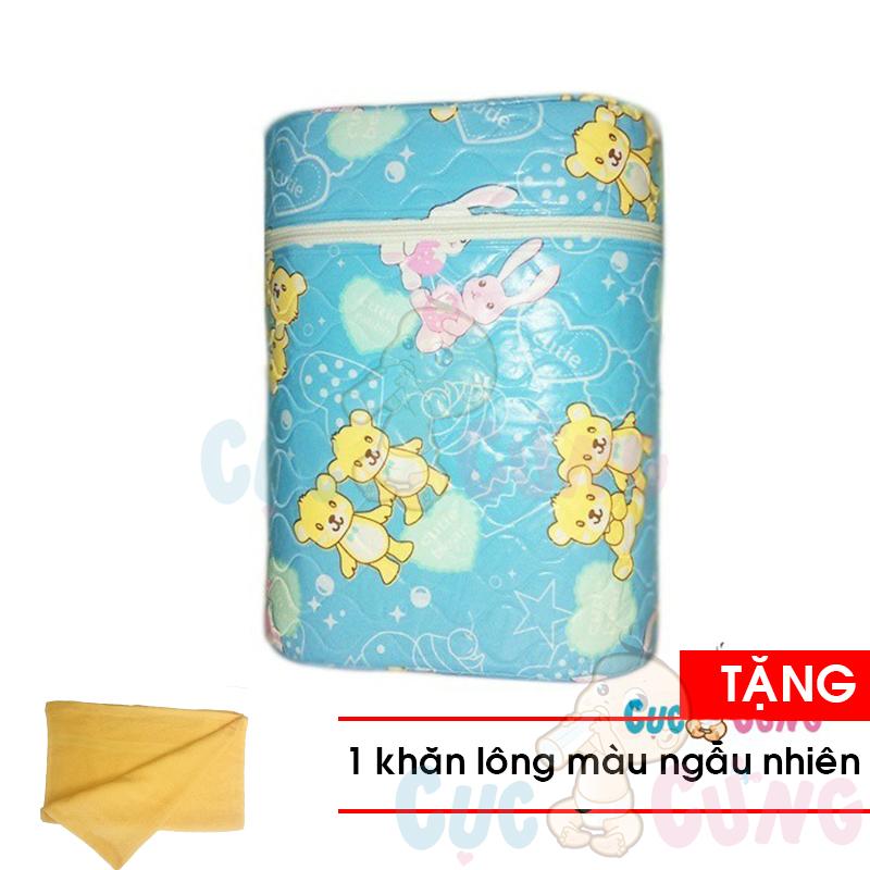 Ủ bình sữa Hello BaBy đôi - họa tiết ngẫu nhiên Tặng Khăn tắm cotton siêu mềm màu ngẫu nhiên 25x40cm