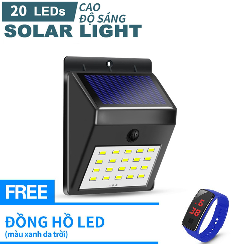 【Miễn phí Đồng hồ led】Đèn Đường Năng Lượng Mặt Trời Điều Khiển Từ Xa Chống Nước Đèn Đường Tường Cảm Ứng Cảm Biến Chuyển ĐộngDành Cho An Ninh Sân Vườn Ngoài Trời