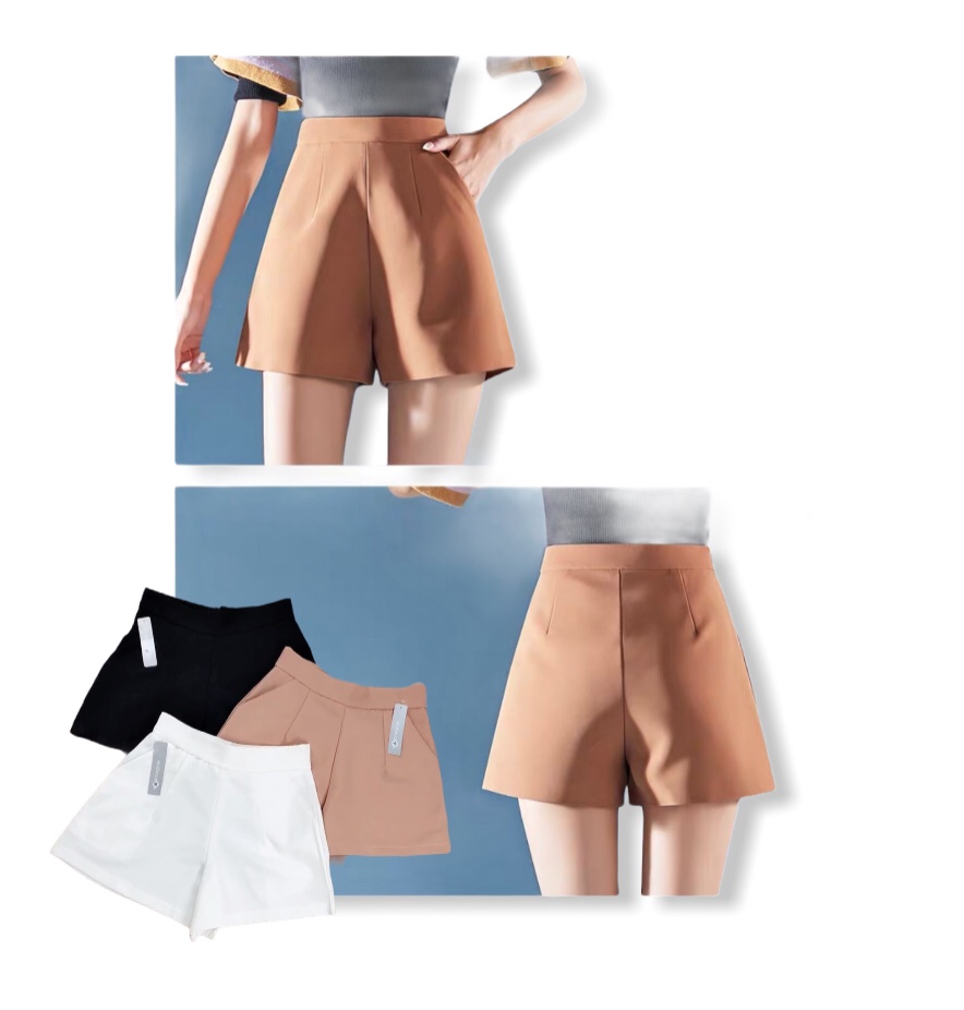 Quần short vải tuyết mưa ống rộng ba màu basic
