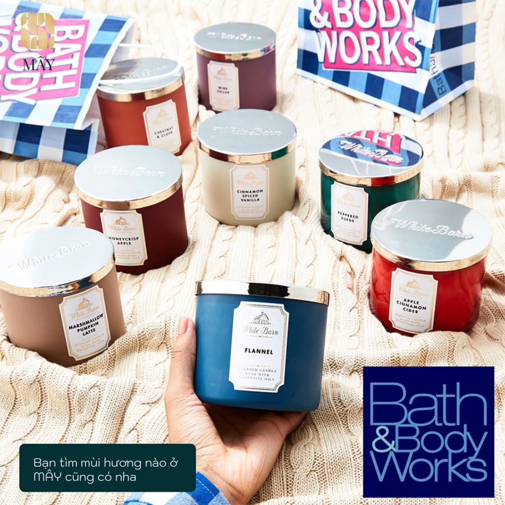 ( CHÍNH HÃNG ) Nến thơm 3 Bấc Bath Body Works 411g mùi ấm áp, mộc mạc