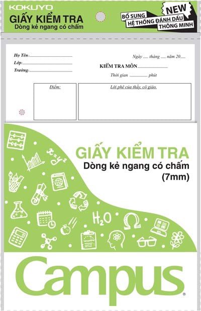 Giấy kiểm tra cấp 2 Campus kẻ ngang có chấm