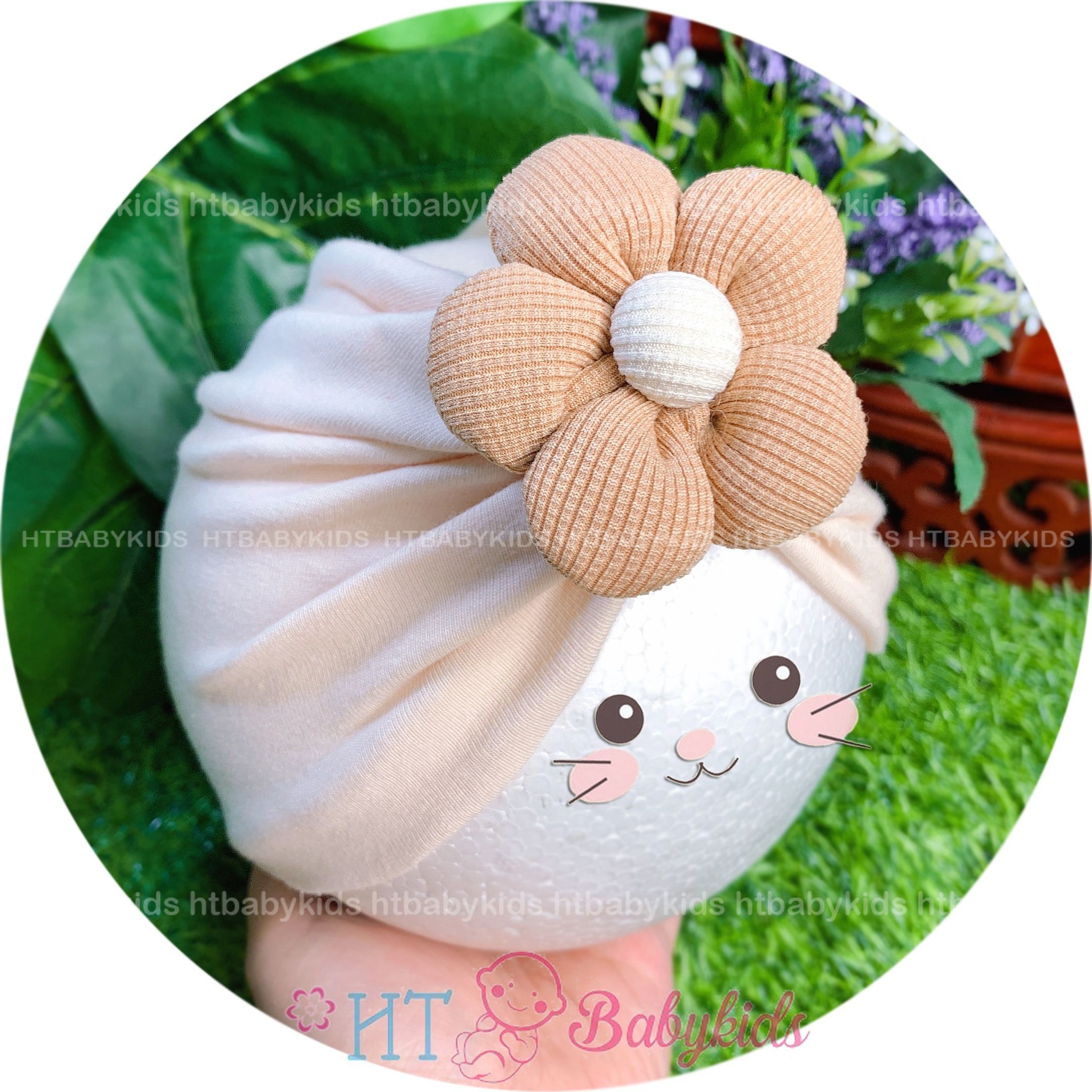 Mũ turban cho bé - turban cho bé hoa mai xinh xắn - mũ che thóp cho bé sơ sinh