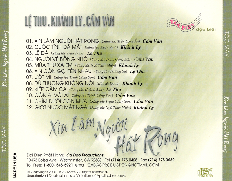 [MDCD] Bộ 3 Đĩa CD Phono Khánh Ly Lệ Thu Tuyển Chọn
