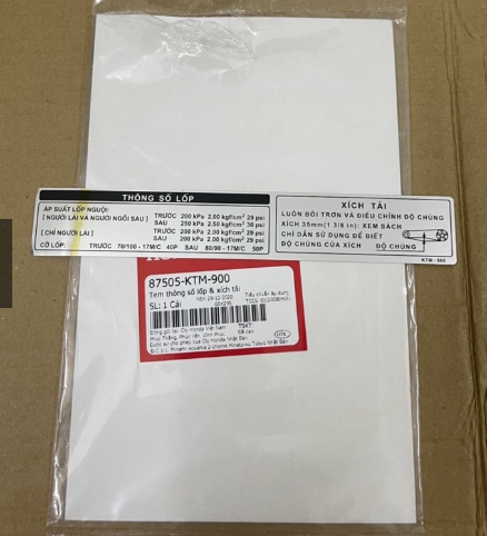 Tem gắp tem thông số lốp và xích tải xe future neo future x future 2 hàng chính hãng 87505KTM900