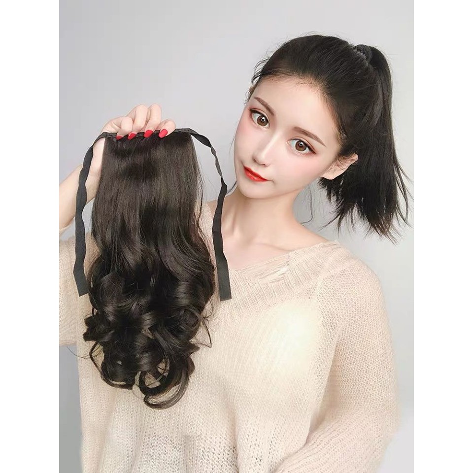 Tóc giả nữ buộc ❤️FREESHIP❤️ Tóc giả cột xoăn 25cm❤️Ảnh
