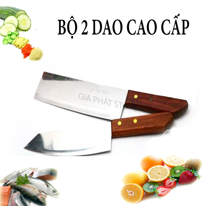 [DEAL GIẢM GIÁ] Bộ 2 dao nhà bếp siêu bén chuyên thái thịt rau củ quả cao cấp - Dao nhà bếp