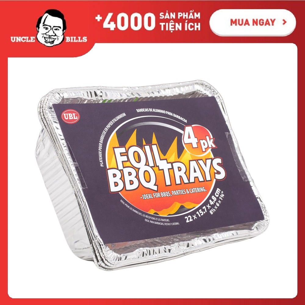 Bộ 4 Khay Giấy Bạc Đựng Thực Phẩm Uncle Bills KC0077 - Hàng Nhập Khẩu