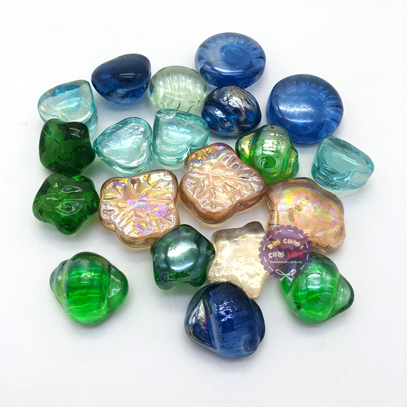 Sỏi thủy tinh nhiều màu 350 gram trang trí cho hồ cá cảnh