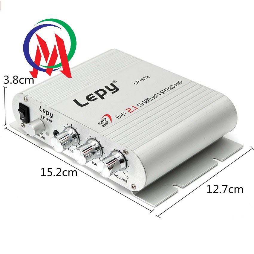 ÂM LY MINI LEPY LP-838 12V Hi-Fi 2.1, amly mini lepy