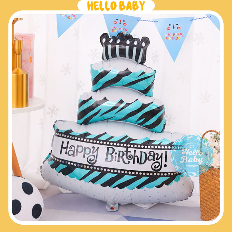 Bóng hình bánh Gato - Hộp Quà Happy Birthday- Bánh Cupcake trang trí sinh nhật - HelloBaby