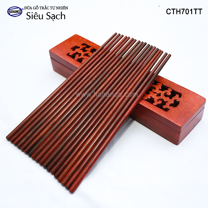 Đũa tròn gỗ Trắc Việt Nam Siêu sạch (10 đôi rất đẹp) gỗ Trắc tự nhiên vân đẹp- kháng khuẩn chống nấm mốc - CTH701TT - Chopstick of HAHANCO