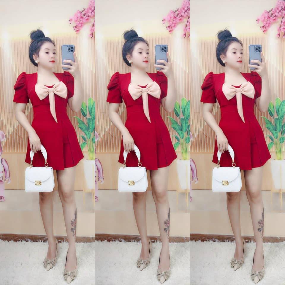 SÉT ĐẦM KÈM QUẦN-PHỐI NƠ DỄ THƯƠNG.MÃ AK02