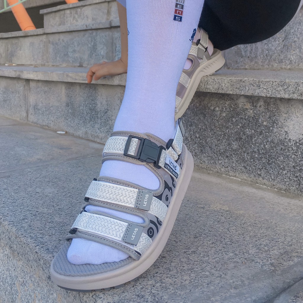 Sandal Nữ, Nam Phản Quang Letas D714 Trắng Ghi