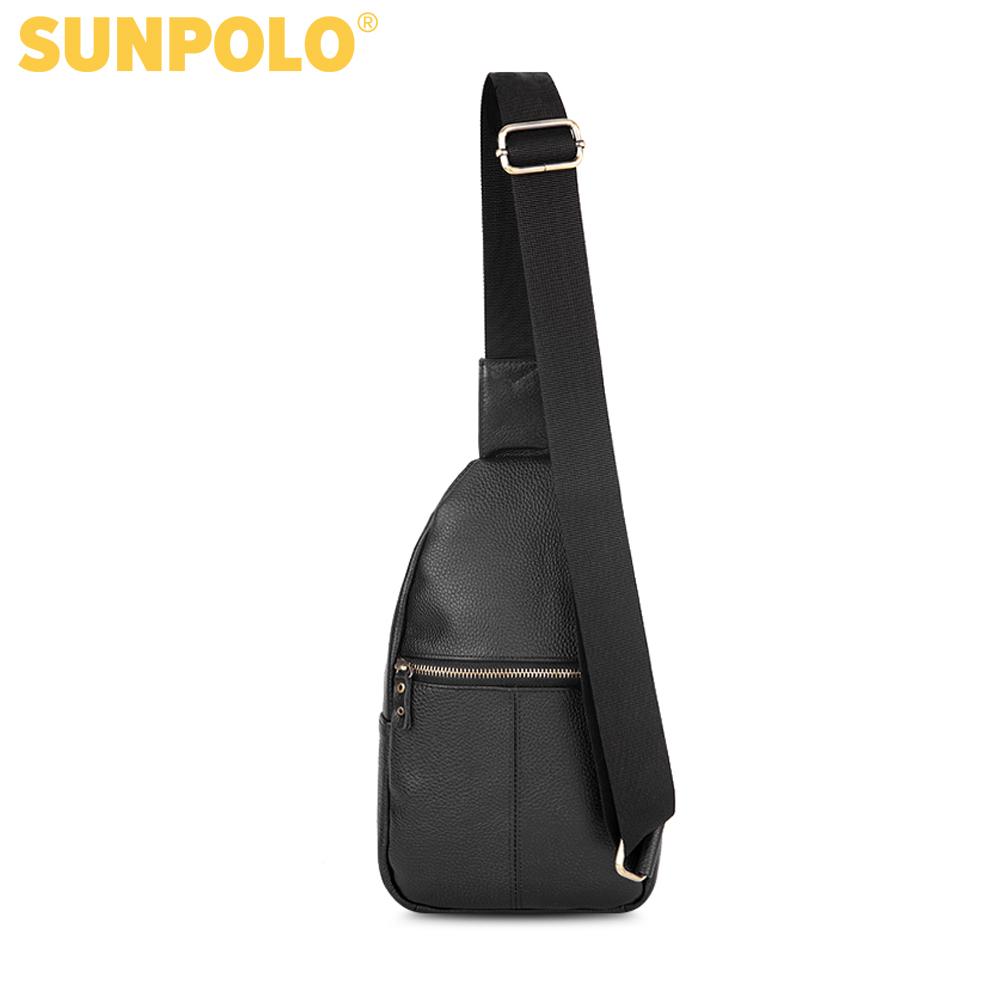 Men Leather Chest Bag SUNPOLO STU101 (Black, Brown, Dark Brown)