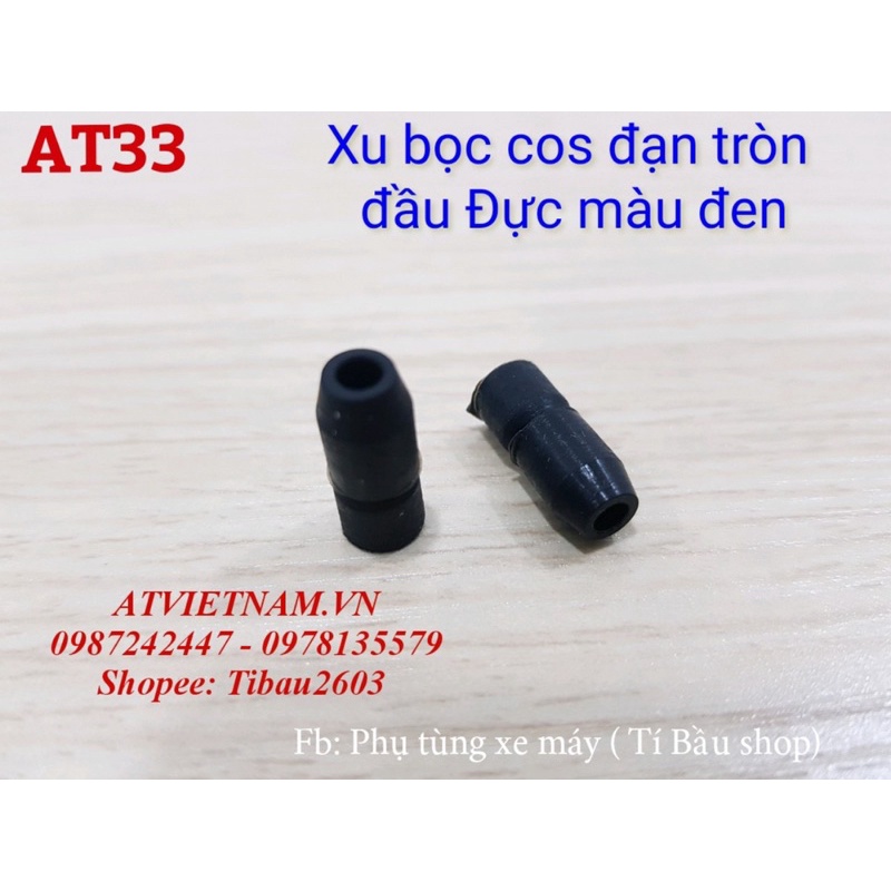 Xu bọc cos đạn tròn dày màu đen đầu đực - AT33 ( 1 bịch 50 cái)