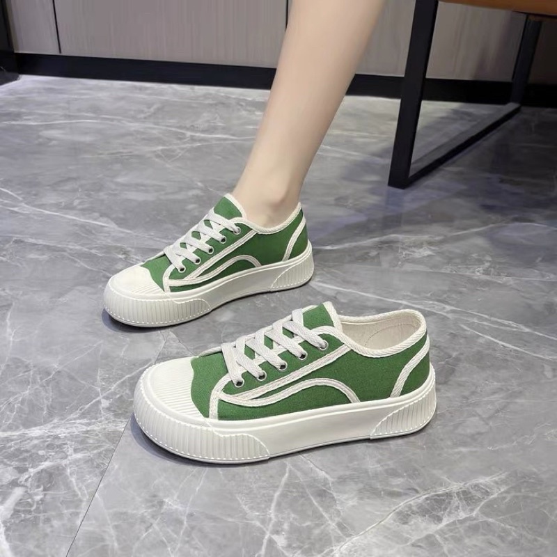 Giày thể thao nữ VK độn đế 4cm viền kẻ chất liệu vải canvas siêu đẹp mẫu mới phong cách thời trang hàn quốc hot trend 2022 giày sneaker nữ giá rẻ đế bằng giày bata nữ đi học