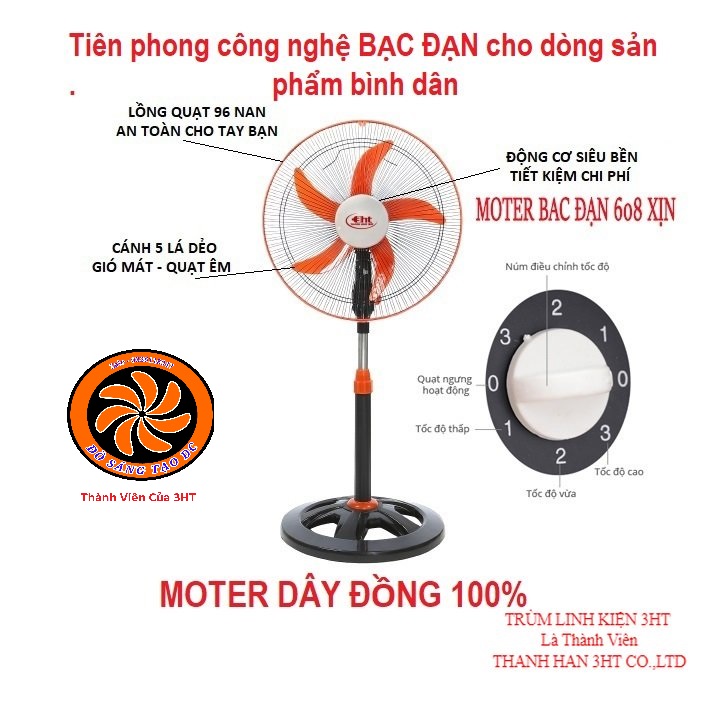 QUẠT ĐỨNG B4 CÔNG NGHỆ BẠC ĐẠN - SIÊU ÊM