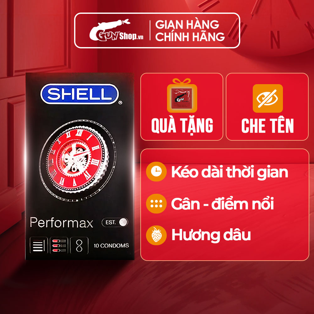 Bao cao su Shell Performax 6 in 1 gân và điểm nổi, kéo dài thời gian - Hộp 10 cái | GUNSHOP VIỆT NAM