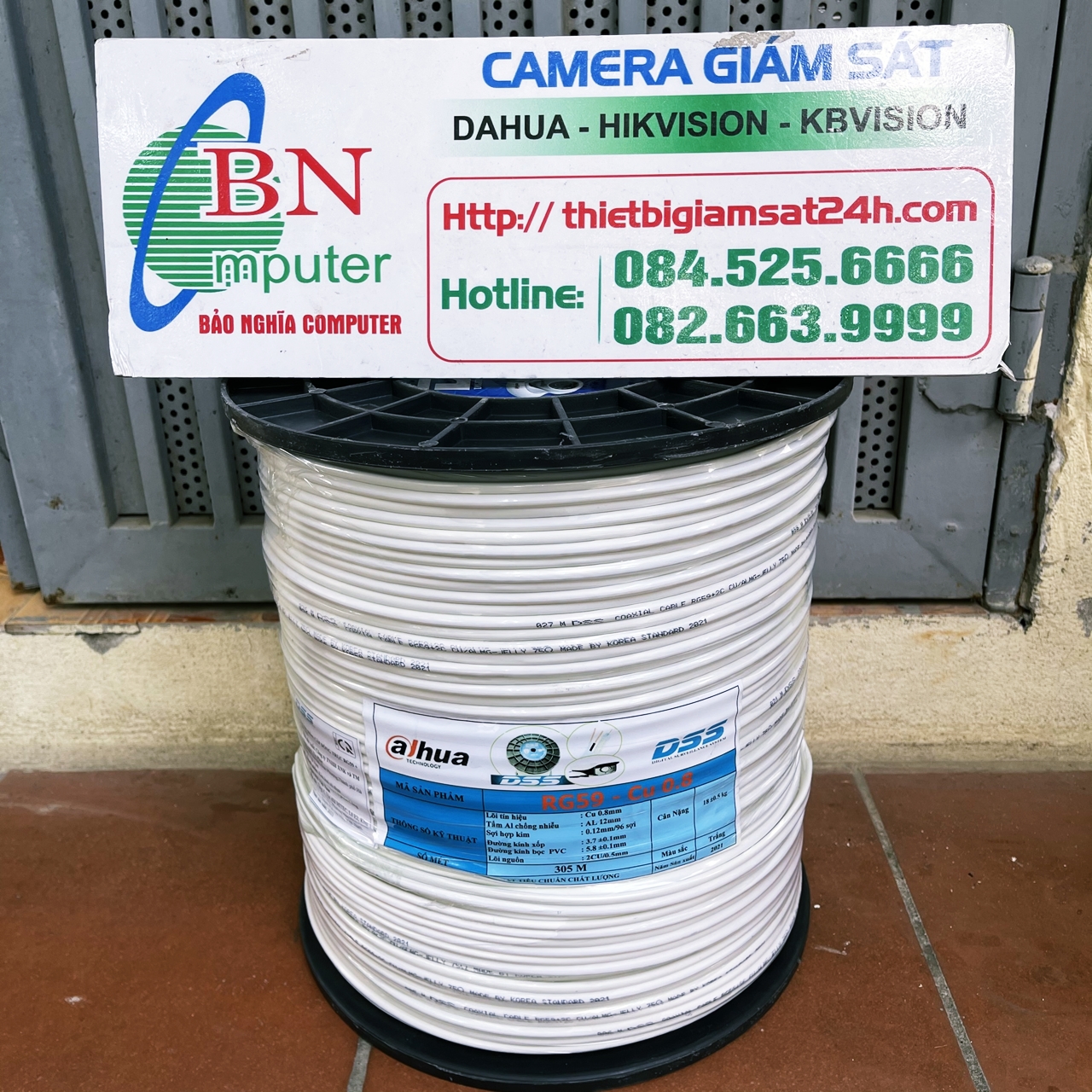 Dây cáp đồng trục liền nguồn DSS cuộn 305 mét đồng nguyên chất bọc dầu